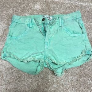 RARE Wildfox Light Green Denim Shorts